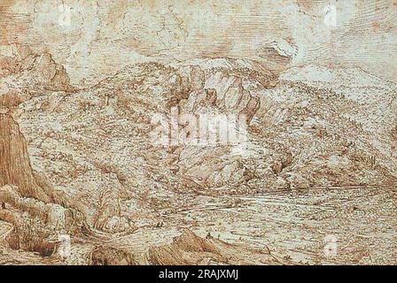 Paysage des Alpes 1553 par Pieter Bruegel l'ancien Banque D'Images