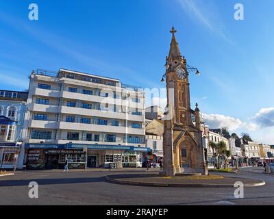 Royaume-Uni, Devon, Torquay, Mallock Memorial Clock Tower. Banque D'Images