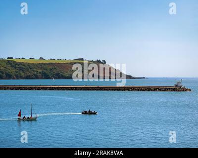 UK, Devon, Plymouth, The Hoe, Fort Bovisand et Mount Batten Breakwater depuis Madeira Road. Banque D'Images