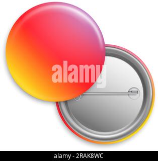 Badge rond en métal. Maquette colorée vierge réaliste Illustration de Vecteur