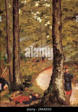 Yerres, soldats dans les Bois 1871 par Gustave Caillebotte Banque D'Images