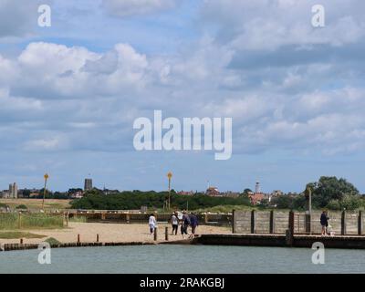 Walberswick, Suffolk - 3 juillet 2023 : chaud après-midi d'été sur la côte anglaise. Banque D'Images