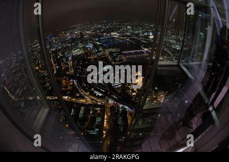 Vue nocturne de Londres depuis le Shard Banque D'Images