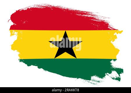 Drapeau national du Ghana sur fond blanc texturé de pinceau grunge Banque D'Images