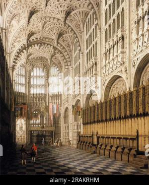 L'intérieur de la chapelle Henry VII à l'abbaye de Westminster 1750 par Canaletto Banque D'Images