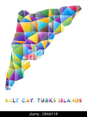 Salt Cay, Turks Islands - petite île en polyéthylène colorée. Triangles géométriques multicolores. Design moderne et tendance. Illustration vectorielle. Illustration de Vecteur