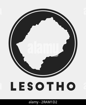 Icône Lesotho. Logo rond avec carte du pays et titre. Badge Lesotho élégant avec carte. Illustration vectorielle. Illustration de Vecteur