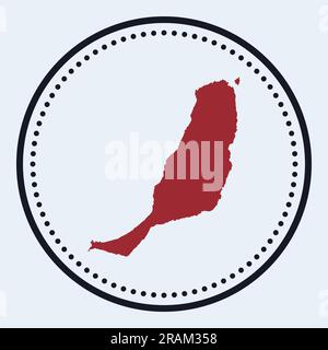 Timbre rond Fuerteventura. Logo rond avec plan de l'île et titre. Écusson Fuerteventura minimaliste élégant avec carte. Illustration vectorielle. Illustration de Vecteur