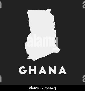 Icône Ghana. Carte de pays sur fond sombre. Carte élégante du Ghana avec nom de pays. Illustration vectorielle. Illustration de Vecteur