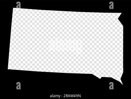 Carte au pochoir du Dakota du Sud. Carte transparente simple et minimale du Dakota du Sud. Rectangle noir avec forme coupée de l'état américain. Illustration de Vecteur