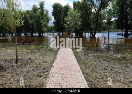 Les conséquences des inondations dans le parc, printemps Banque D'Images