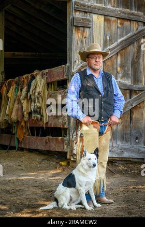 Chance Dennis de Dennis Ranch à Red Owl, Dakota du Sud. Banque D'Images