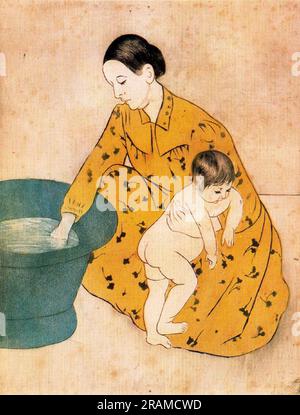 Le bain de l'enfant 1893 par Mary Cassatt Banque D'Images