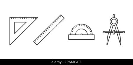 ensemble d'outils scolaires géométriques - illustration vectorielle Illustration de Vecteur