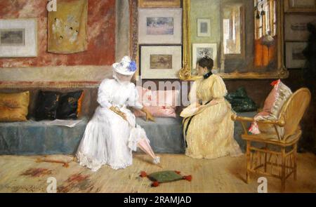 Un appel amical de William Merritt Chase Banque D'Images