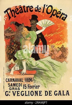 Théâtre de l'Opéra, Carnaval 1896, Grand Veglione de Gala 1896 par Jules Cheret Banque D'Images