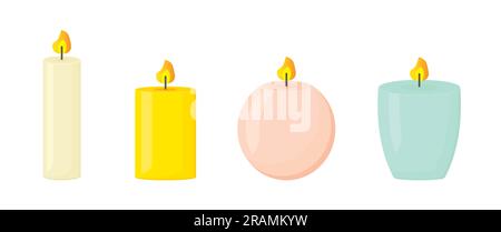 ensemble de bougies colorées allumées - illustration vectorielle Illustration de Vecteur