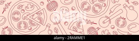 restaurant, menu, bannière pizza italienne - illustration vectorielle Illustration de Vecteur