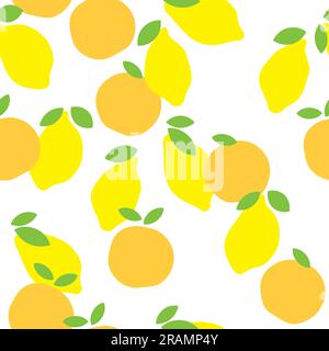 motif citron et orange sans couture, idéal pour l'emballage, le textile, le papier peint, l'illustration vectorielle de carte de vœux Illustration de Vecteur