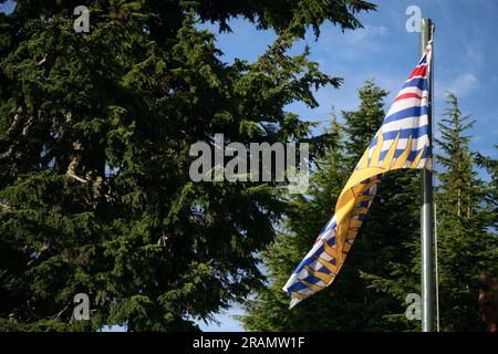 Drapeau de la Colombie-Britannique sur Grouse Mountain Vancouver Banque D'Images