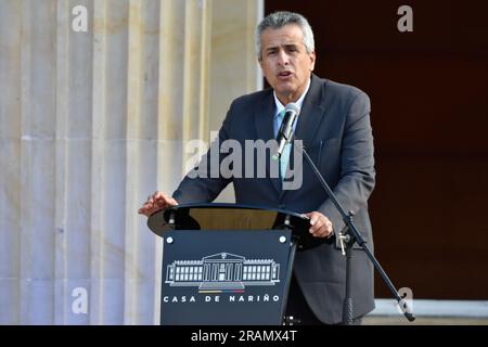 Bogota, Colombie. 04th juillet 2023. Le ministre colombien de l'intérieur Luis Fernando Velasco lors d'un événement commémorant la journée nationale de la liberté de religion, à Bogota (Colombie) 4 juillet 2023. Photo par: Cristian Bayona/long Visual Press crédit: Long Visual Press/Alay Live News Banque D'Images