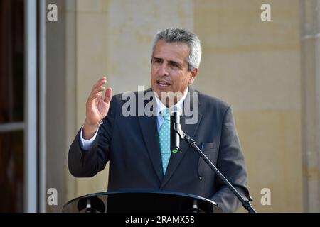 Bogota, Colombie. 04th juillet 2023. Le ministre colombien de l'intérieur Luis Fernando Velasco lors d'un événement commémorant la journée nationale de la liberté de religion, à Bogota (Colombie) 4 juillet 2023. Photo par: Cristian Bayona/long Visual Press crédit: Long Visual Press/Alay Live News Banque D'Images