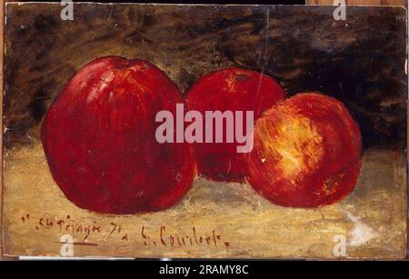 Trois pommes rouges 1871 par Gustave Courbet Banque D'Images