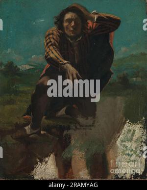 L'homme fait Mad par peur 1844 par Gustave Courbet Banque D'Images