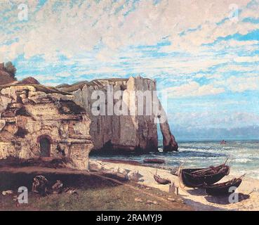 Les falaises d'Etretat après la tempête 1870 par Gustave Courbet Banque D'Images