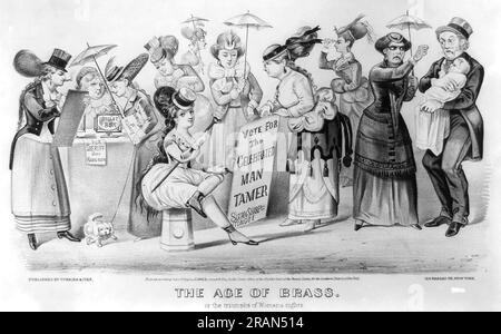 L'âge du laiton. Ou les triomphes des droits de la femme 1869 par Currier et Ives Banque D'Images