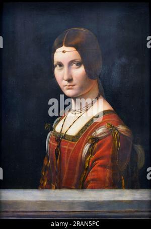 Portrait d'une femme inconnue (la Belle Ferronière) c.1490 ; Milan, Italie par Léonard de Vinci Banque D'Images