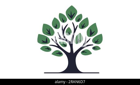 Icône simple de vecteur d'arbre, logo. Arbre plat sur fond blanc Illustration de Vecteur