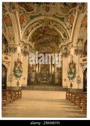 Abbaye d'Einsiedeln, intérieur de l'église, Einsiedeln, Schwyz, Suisse 1890. Banque D'Images