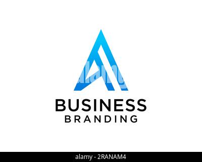 Logo lettre A initiale. Dégradé bleu forme de flèche triangulaire géométrique isolée sur fond blanc. Utilisable pour les logos d'entreprise et de technologie. Vecto plat Illustration de Vecteur