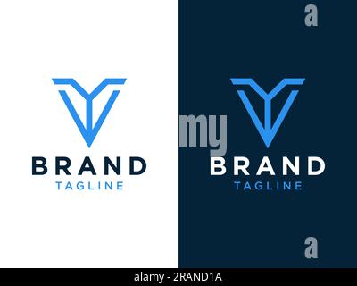 Logo lettre T initiale simple. Forme de ligne géométrique bleue style de personnes isolé sur double fond. Utilisable pour les logos d'entreprise et de marque. Vecto plat Illustration de Vecteur