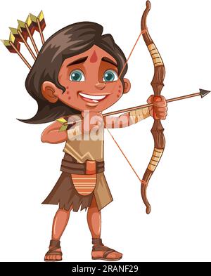 Illustration d'Archer Kid de la tribu amérindienne Illustration de Vecteur