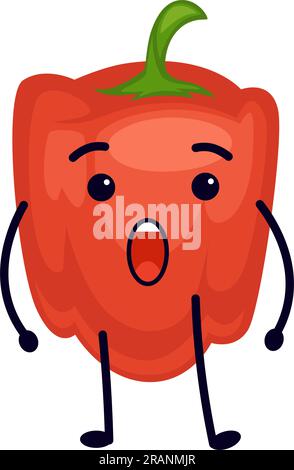 Vecteur de personnage de dessin animé au poivron surpris Illustration de Vecteur