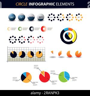 Ensemble coloré d'éléments infographiques - graphiques, modèles de diagramme à secteurs Illustration de Vecteur