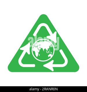Icône recyclage avec globe terrestre Illustration de Vecteur