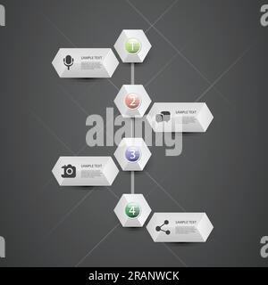 Concept infographique avec hexagones - conception de diagramme de flux - Timeline Illustration de Vecteur