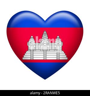 Forme de coeur de l'insigne cambodgien isolé sur blanc Banque D'Images