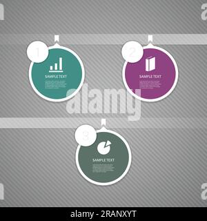 Étiquettes circulaires numérotées - conception infographique avec texte et icônes Illustration de Vecteur