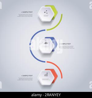 Concept infographique - conception d'organigramme - Timeline avec hexagones Illustration de Vecteur