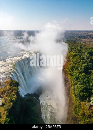 Les chutes Victoria en vue aérienne - Zambie, Zimbabwe Banque D'Images