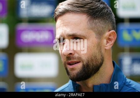 Photo du dossier datée du 30-05-2023 de Chris Woakes, de l'Angleterre. L'Angleterre a rappelé Moeen Ali, Mark Wood et Chris Woakes pour le troisième test Ashes de jeudi à Headingley, a annoncé le Cricket Board d'Angleterre et du pays de Galles. Date de publication : mercredi 5 juillet 2023. Banque D'Images