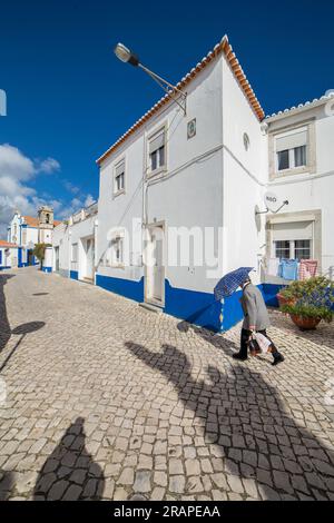 rue dans le centre de Ericeira village Mafra Portugal Banque D'Images