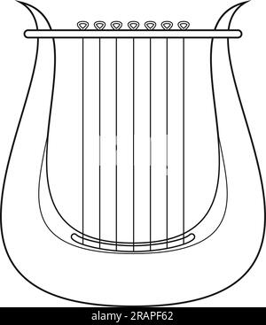 Illustration vectorielle de dessin animé facile à colorier d'une lyre isolée sur fond blanc Illustration de Vecteur