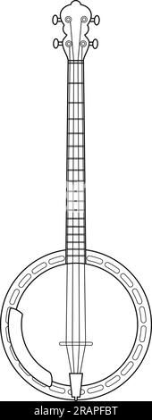 Illustration vectorielle de dessin animé facile à colorier d'un banjo isolé sur fond blanc Illustration de Vecteur