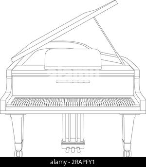 Illustration vectorielle de dessin animé facile à colorier d'un piano à queue isolé sur fond blanc Illustration de Vecteur