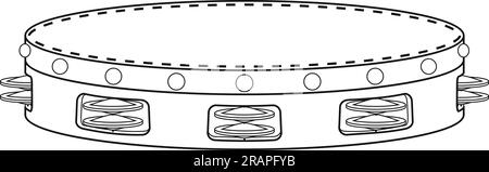 Illustration vectorielle de dessin animé facile à colorier d'un tambourin isolé sur fond blanc Illustration de Vecteur